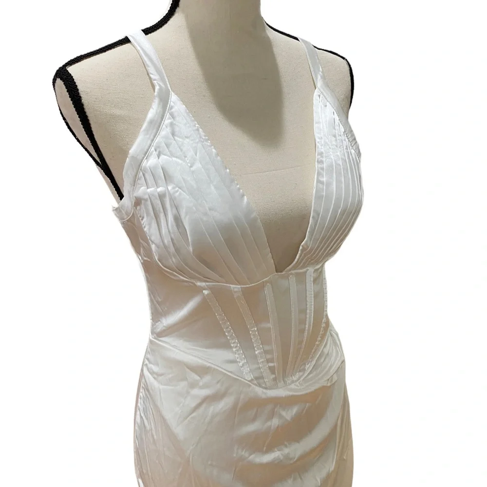 Deep V Cami Strap Corset Midi Dress - Picture 2 of 4